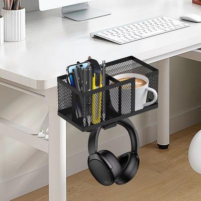 New Detachable Desk Cup Holder Anti-Spill Rotation Headset Hook Clip On Space Saving Headphone Stand Home