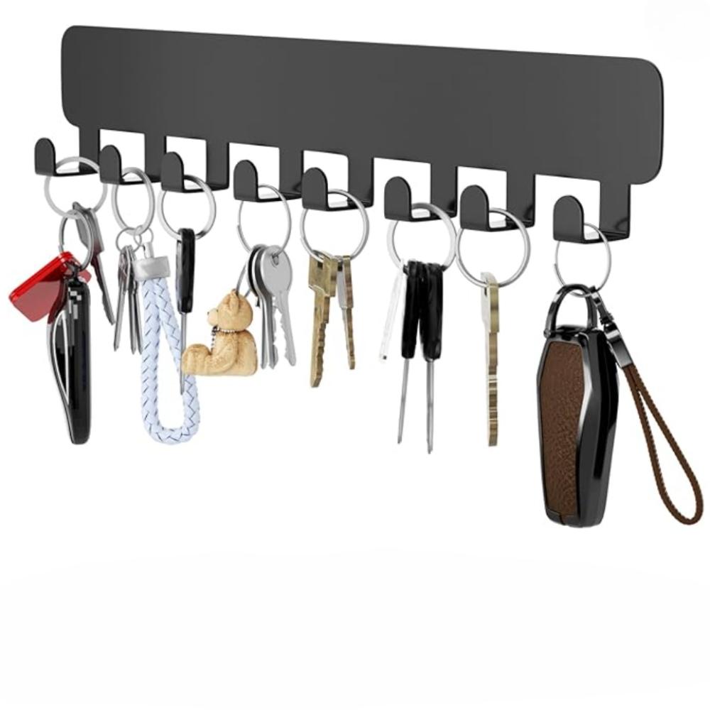 

pickpiff 8 PCS Heavy Duty Self Adhesive Hooks, Stainless Steel Adhesive Hooks for Hanging, 1 Pack Self Adhesive Black Door Hooks