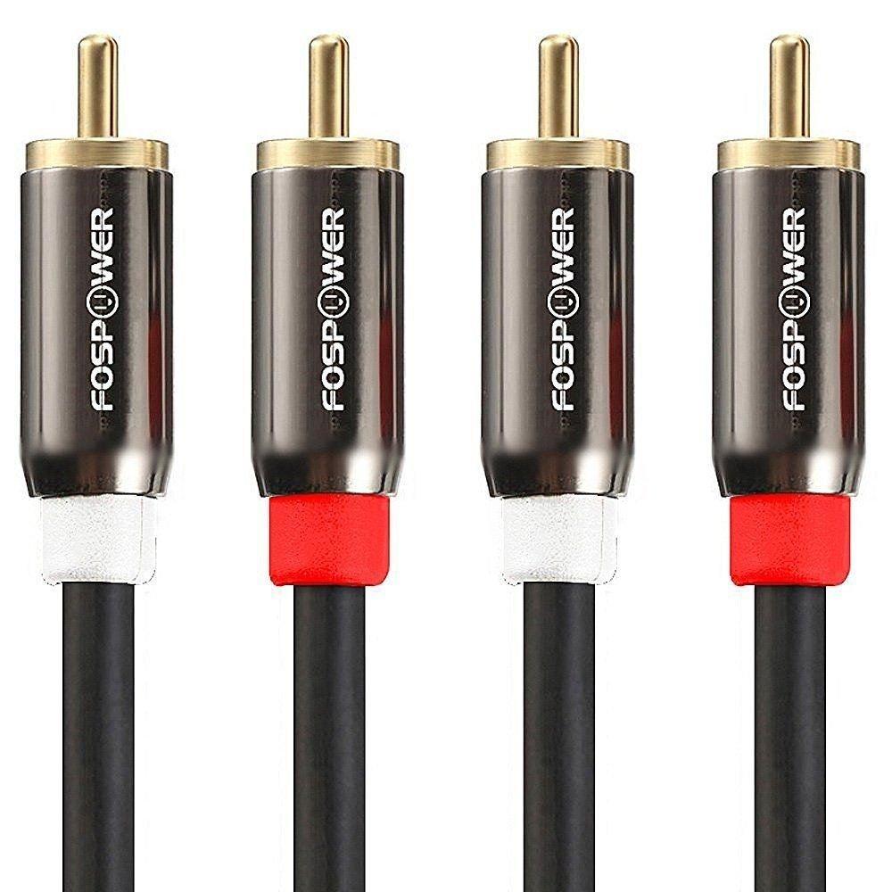FosPower 2RCA to 2RCA Stereo Audio Cable Connectors Copper (7.5m) (Red/White) (Male-Male) [24K Gold-Plated Core]