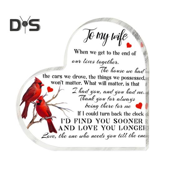 

Прозора акрилова серцева прикраса Настільний декор Друкований прозорий акриловий блок Серцева прикраса, що стоїть окремо Подарунок кохання для неї, для нього, на День святого Валентина E