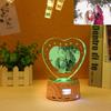 Personalized Heart Night Light 3D Crystal Lamp Custom Photo Picture Engraved Led Light 7 Color with Music Wood Base Personalized Gift for Women
