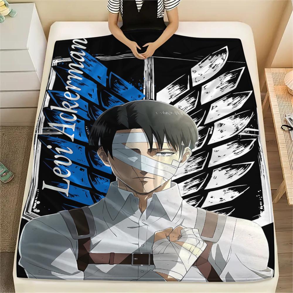 1PC Attack On Titan Print Flannel Blanket, High Quality All Seasons, Home Decor, Warmth and Comfort, Perfect for Christmas Gifts