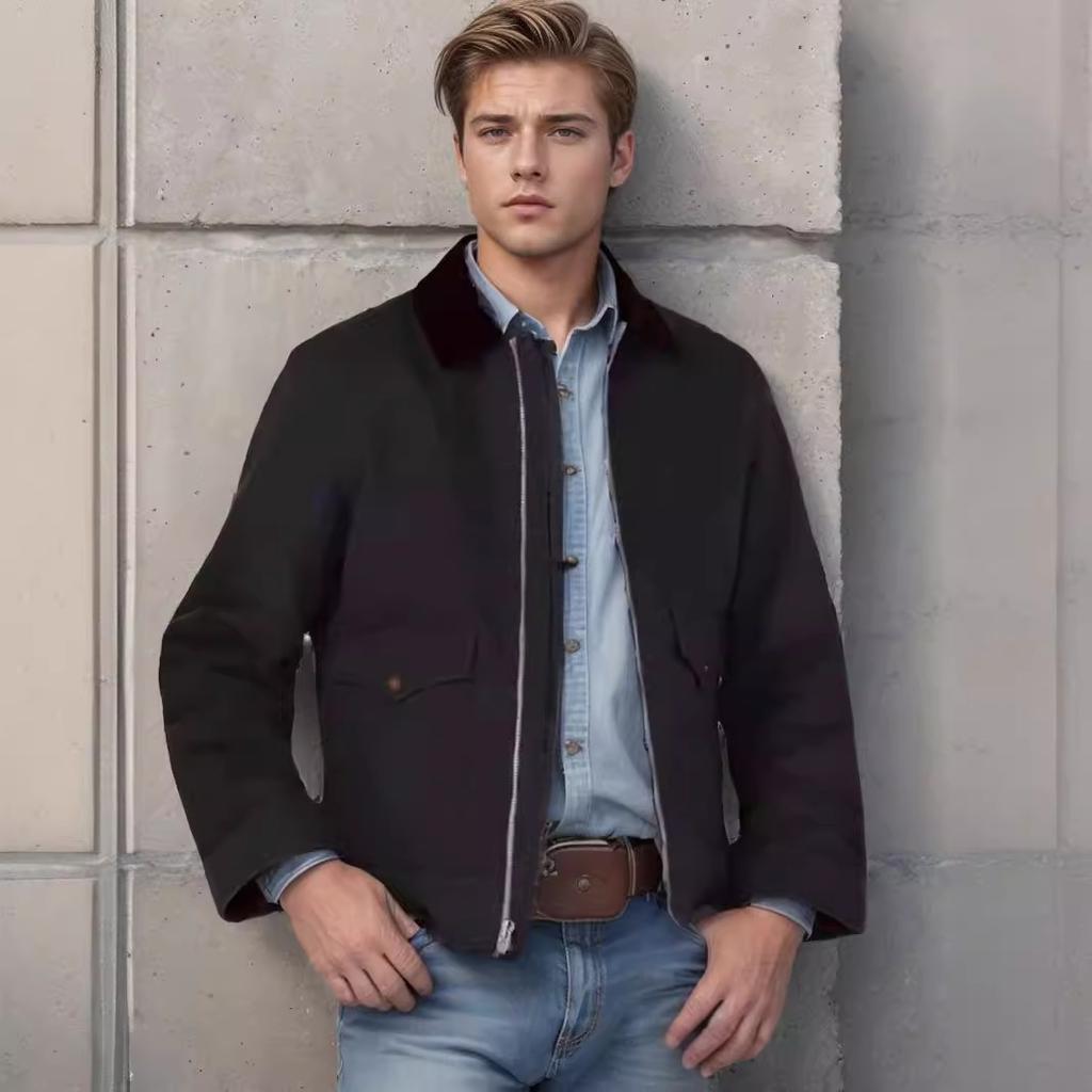 Men's Spring and Autumn Simple Casual Jacket Coat Collar Zipper Cardigan