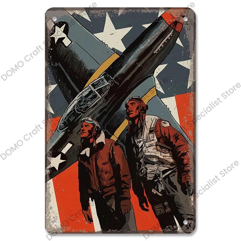 Vintage Airplane Plaques Metal Plate Top Gun Air Force Jet Aces Fighter Retro Metal Tin Signs Club Man Cave Home Wall Decor