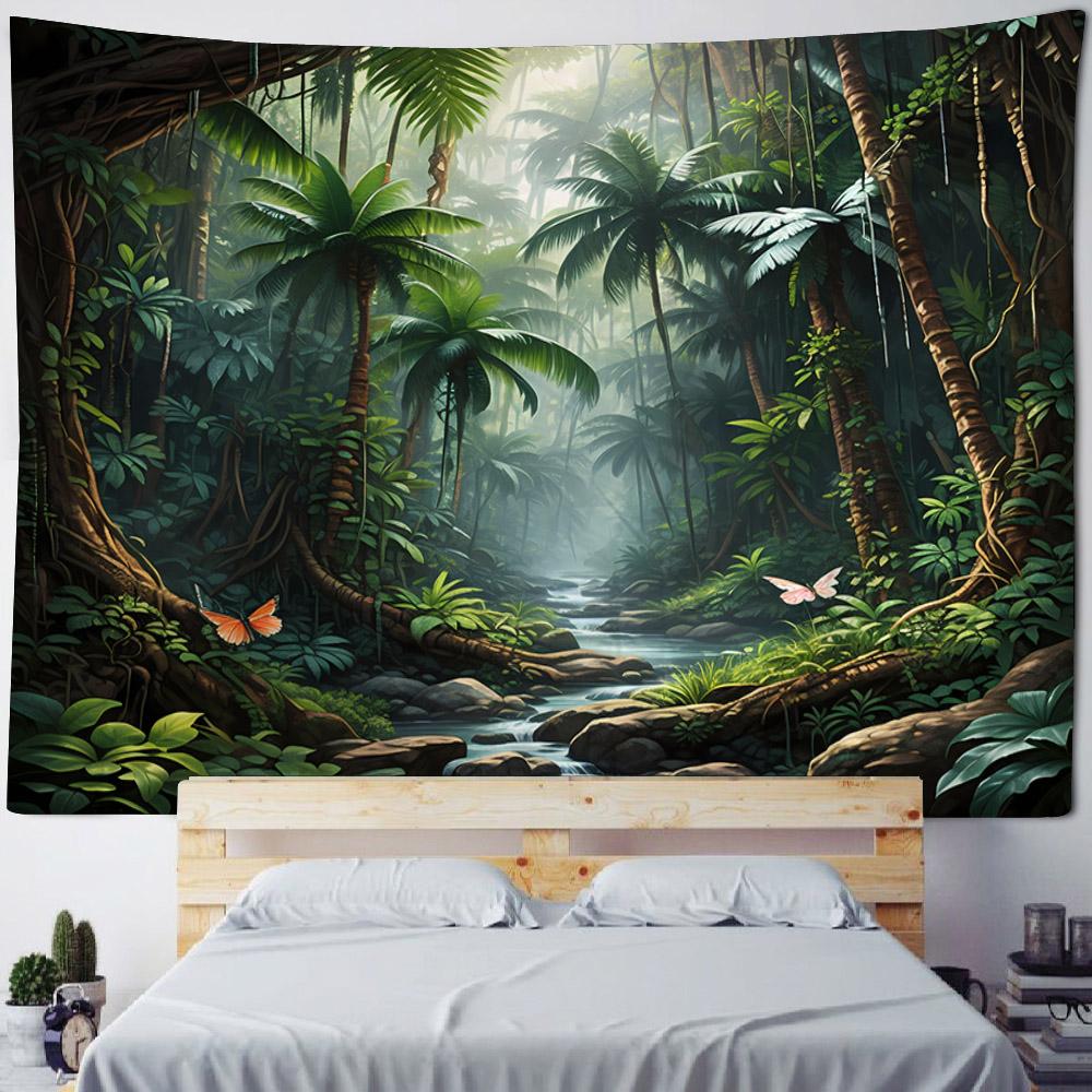 Bohemian Style Tapestry, Tropical Plant Art Wall Hanging, Psychedelic Home Background Decoration, Available In Various Sizes
