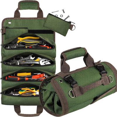 Professional Multi Pocket Tool Bag Heavy Duty Roll Up Organizer Pouch Portable for Electrician Carpenter Hardware DIY Tools