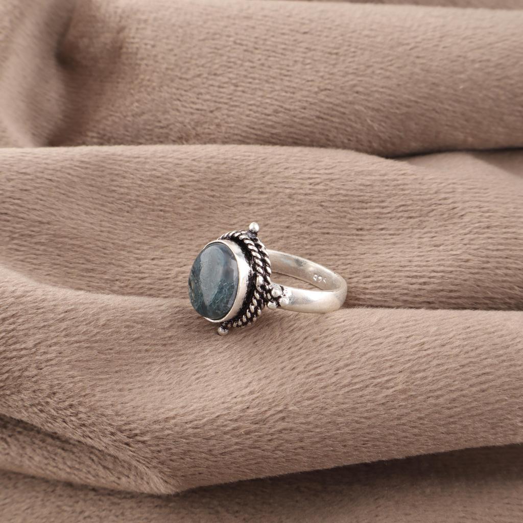 Moss Agate Gemstone Jewelry, 925 Solid Sterling Silver Ring Jewelry, Handmade Artisan Ring Jewelry For Wedding Gift