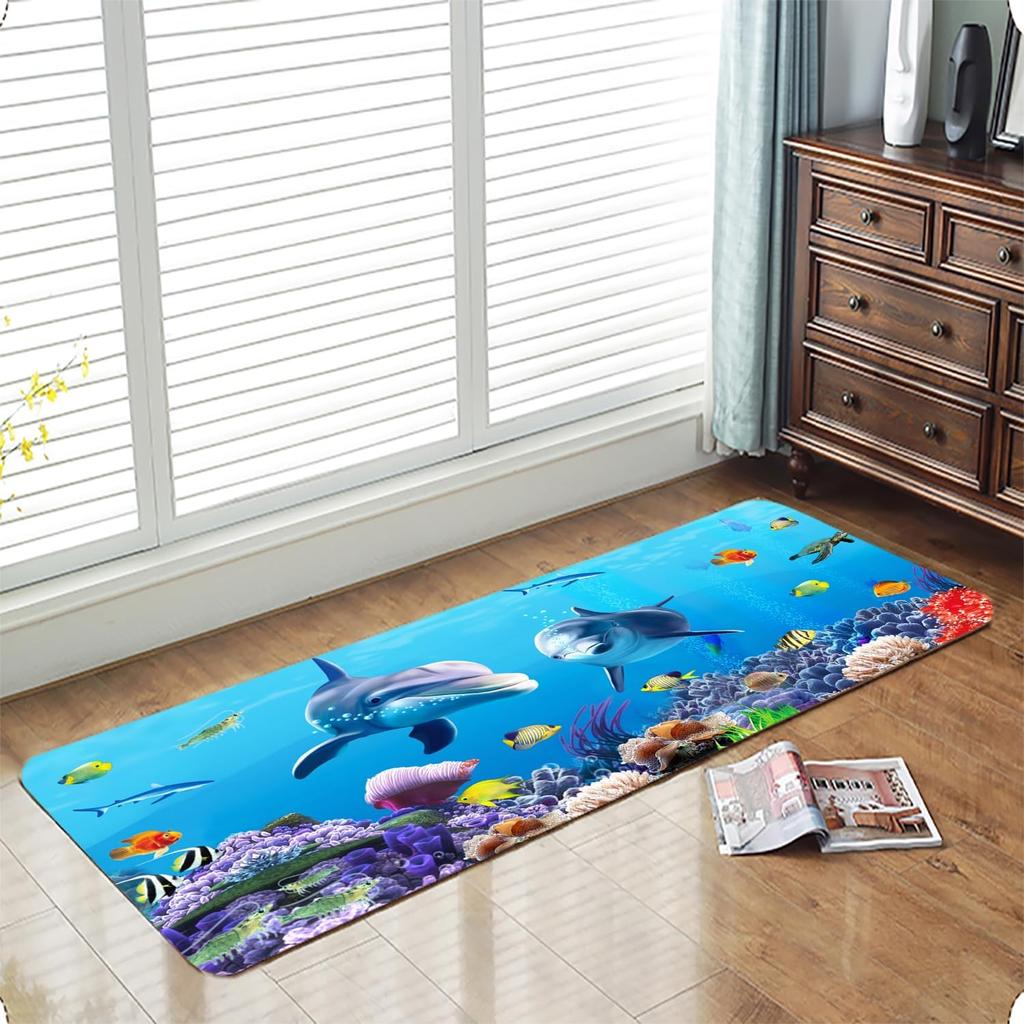 Bathroom Uses Absorbent Non Slip Bath Mats, Kitchen Floor Mats, Artistic Small Stone 3D Carpets (24x16 Inches), and Flannel Memo