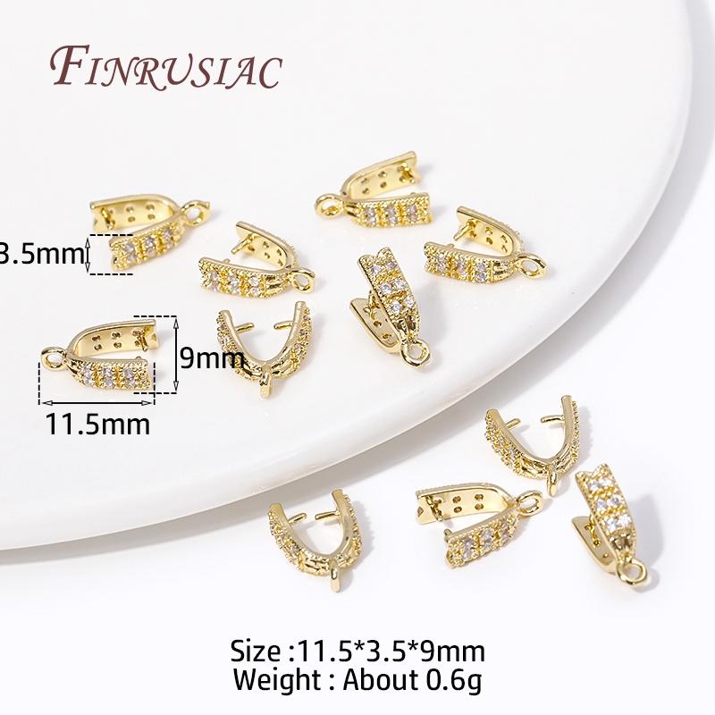Multi Types 18K Gold Plated Inlaid Zircon Beila For Pendants,Pinch Clip Bails For Crystal Agate Jewelry Making,Pendant Connector