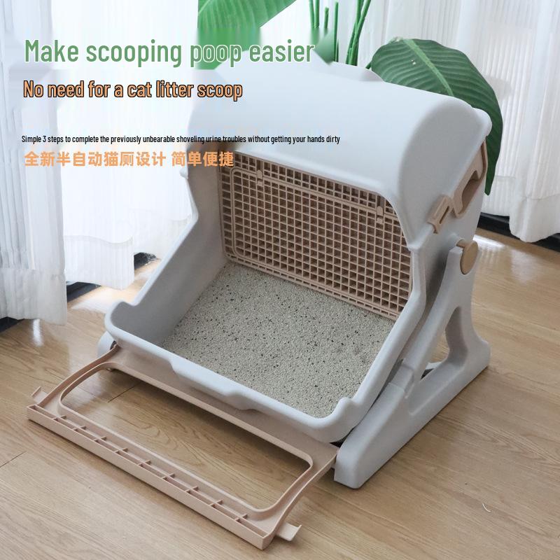 Semi-Automatic Extra-Large Anti-Splash Cat Litter Box for Dropshipping