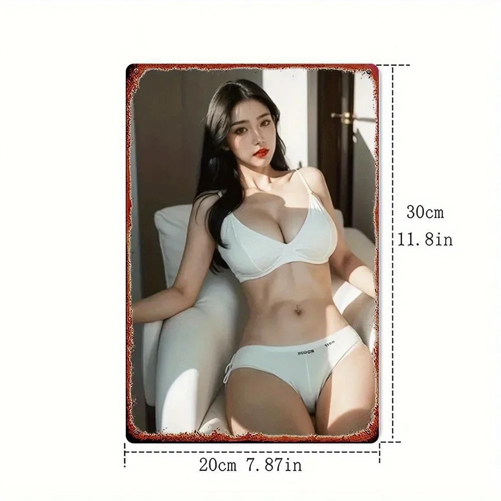 Vintage Metal Tin Sign Wall Decor for Home Bar Cafe Garage Sexy Women Lingerie Retro 8x12 Inch 2D Classic Decor Easy Hang