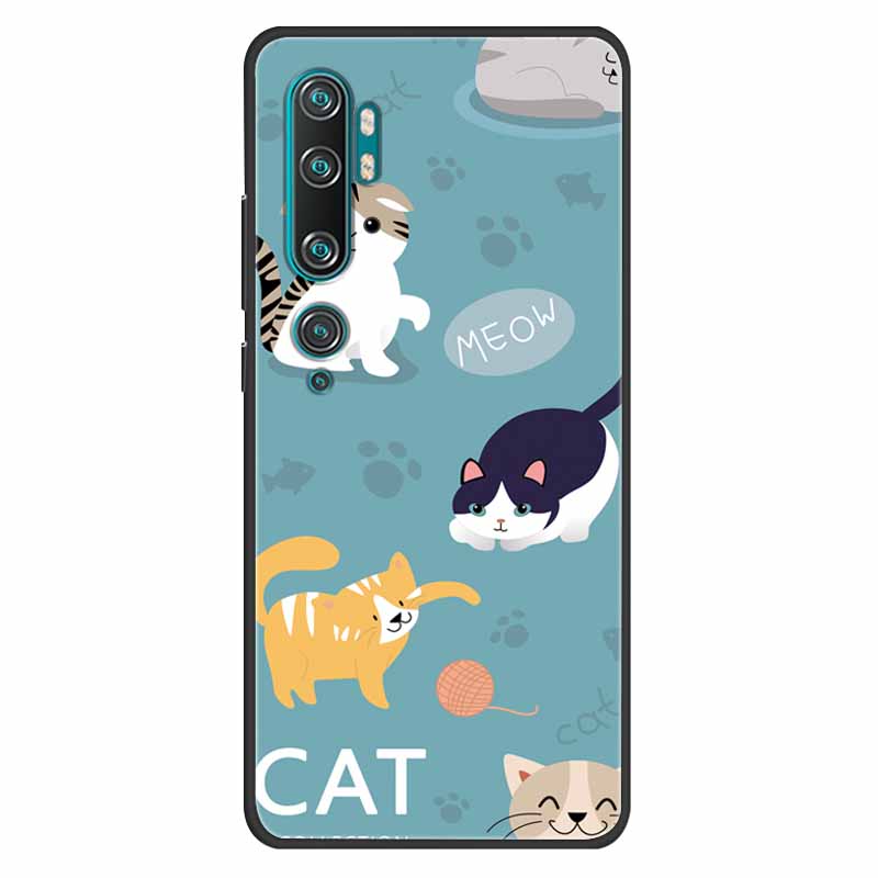 For Xiaomi Mi Note 10 Case Silicone Soft Owl Lion TPU Fashion Back Cover For Xiaomi Mi Note10 Cases Protective Printed Covers