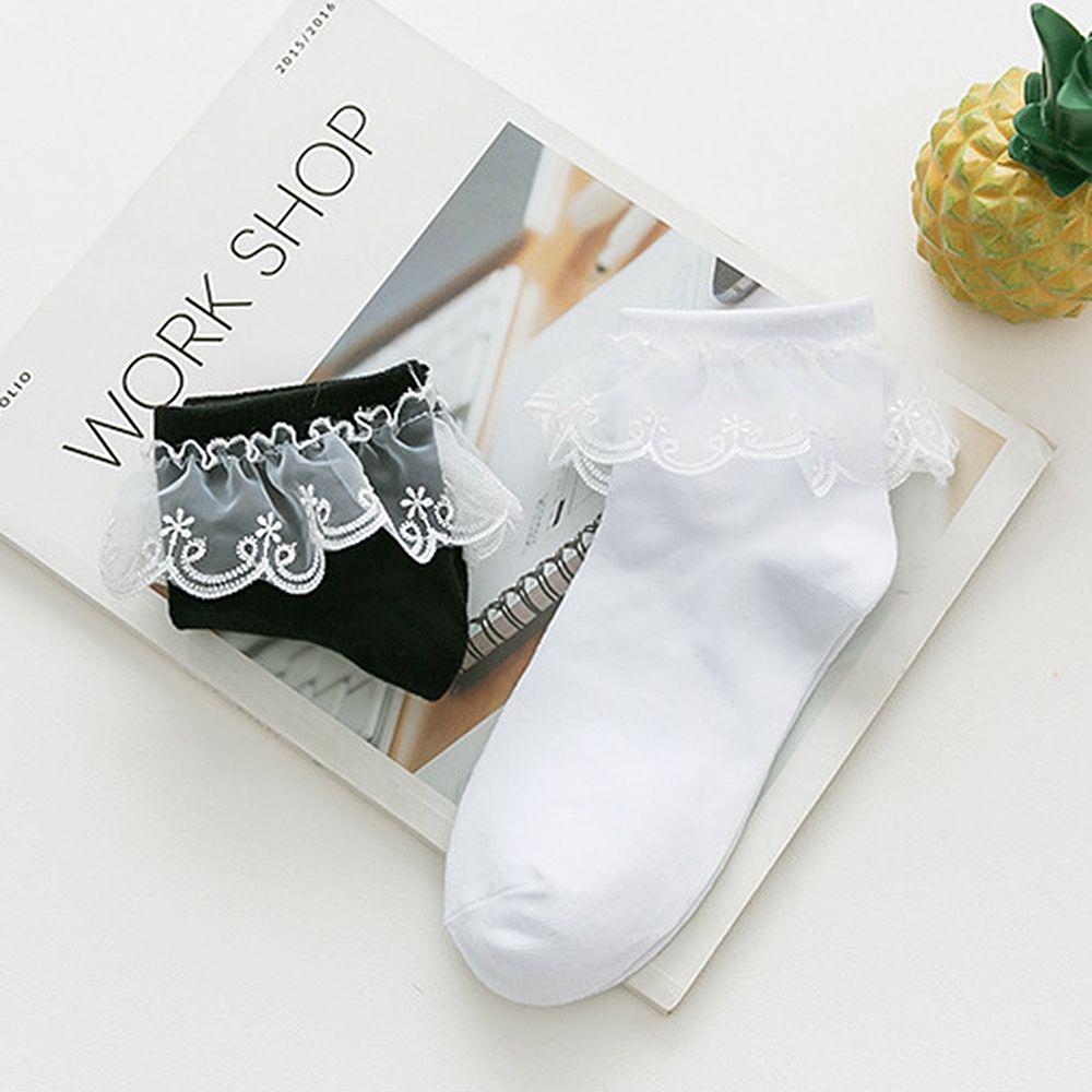 Retro Soft Cotton Ruffle Girls Lace Short Socks Frilly Ankle Socks Princess Socks