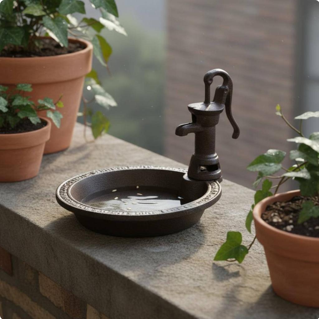 Vintage Flower Avian Feeder Stable Base Cast Metal Avian Bath Antique Design Birdbath No Assembly Required for Balcony