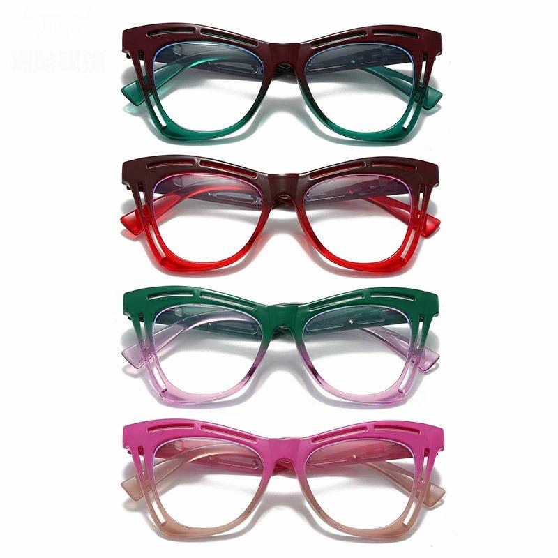 Fashion Butterfly Large Frame Anti-Blue Reading Glasses Hollow Flying Angle Design For Mid Elderly Women Color Matching Glasses