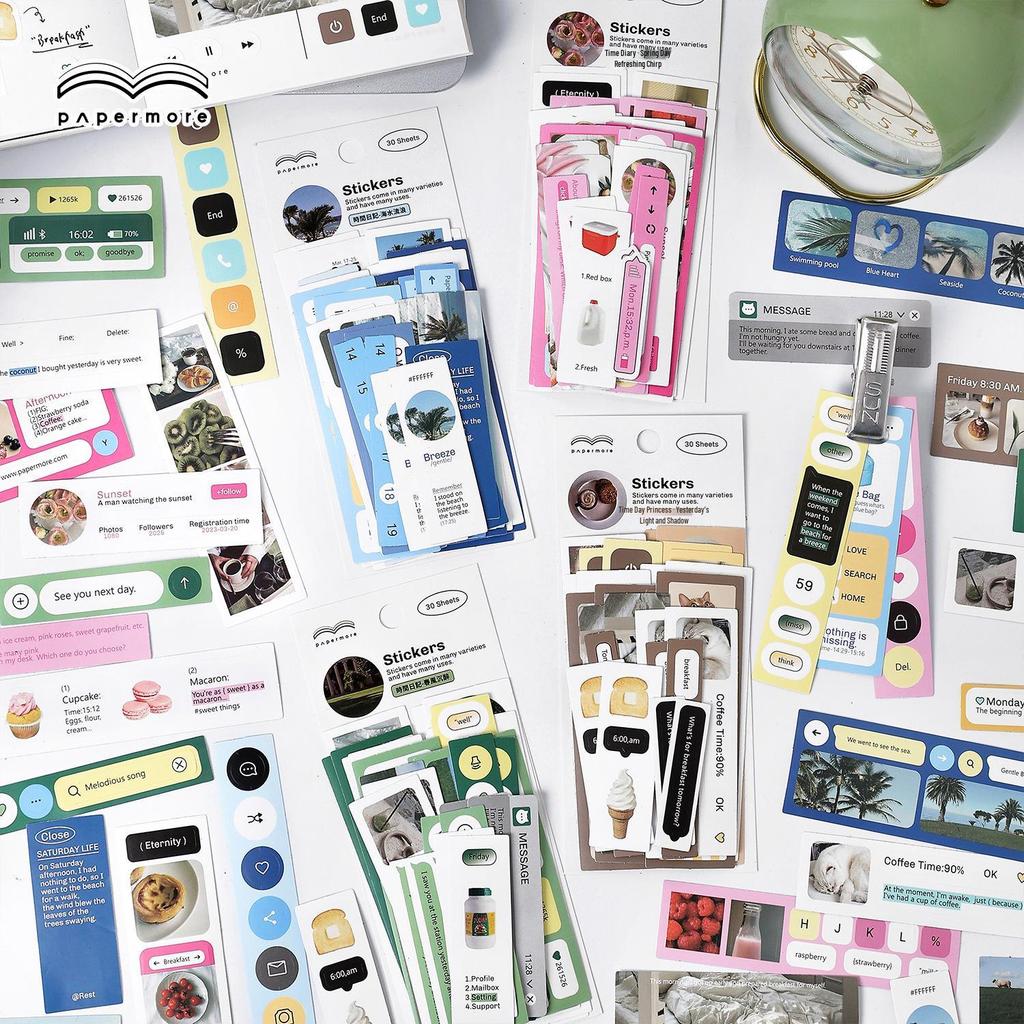 PaperMore Time Diary Adhesive Sticker Pack – Journal Decoration Collection, 4 Styles