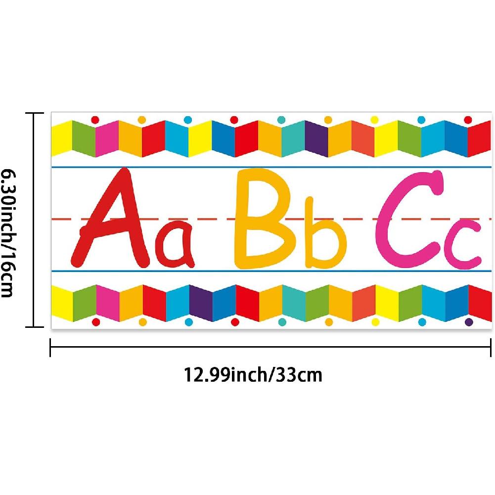 Outus 12 Pcs Alphabet Bulletin Board Strips Set Alphabet Line ABC Banner Number Line Border Posters for Classroom Wall Including Adhesive Dots for