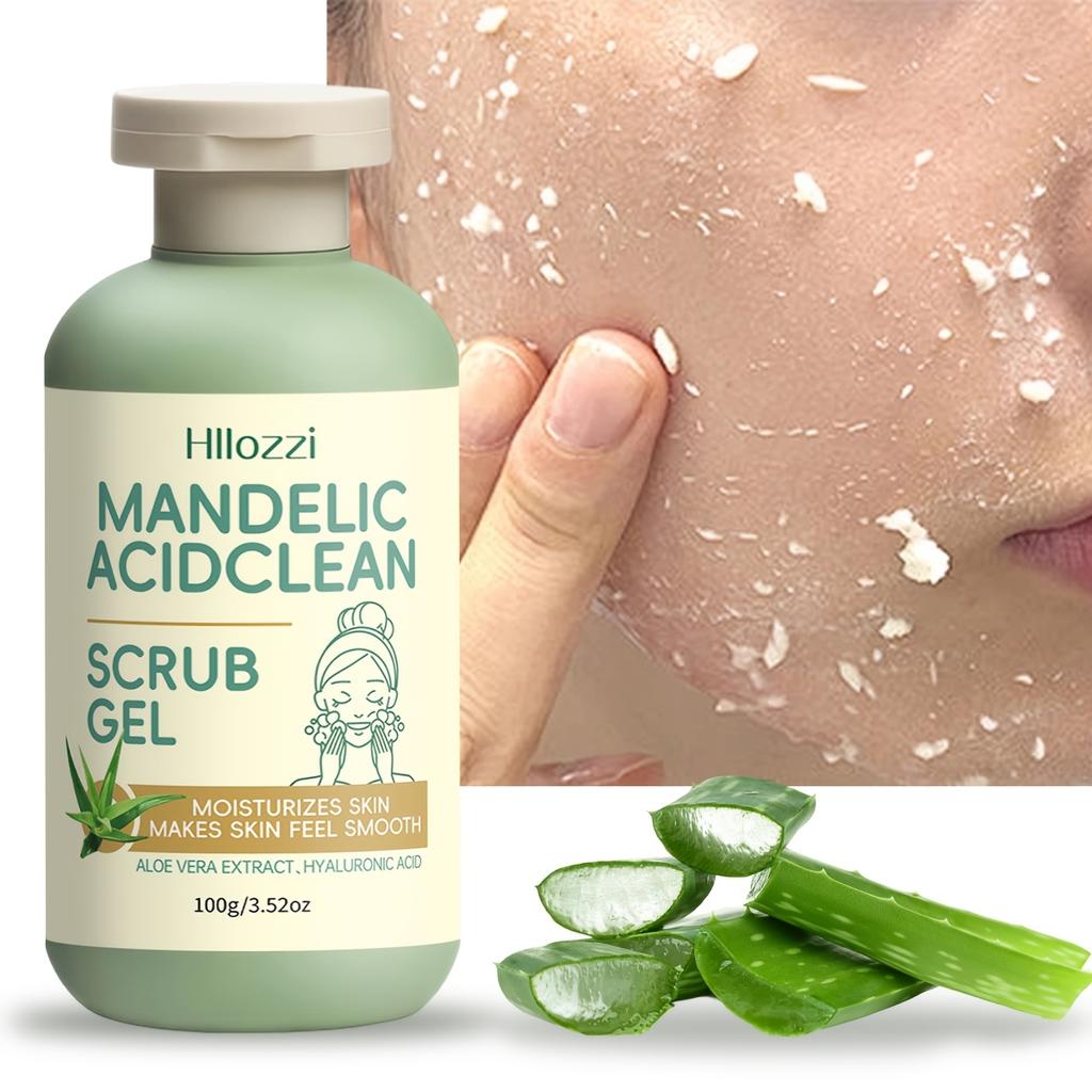 100g Amandelzuur Exfoliërende Reinigende Scrub Gel, Milde Gezichts Peeling Reiniger, Diepe Reiniging Poriën Verzorging, Gladde & Stralende Huid