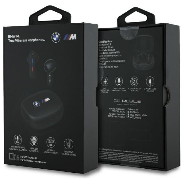 Bmw Słuchawki Bluetooth Bmbemiatp20Lok   Tws + Stacja Dokująca Czarny/Black Printed Logos