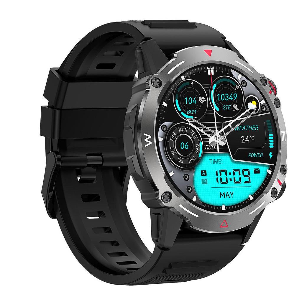 Outdoor Men Smart Watch 3ATM Waterproof 500Mah B Attery LED Strong Flashlight Bluetooth Call Smartwatch + Box