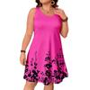 Neues Sommerkleid für Damen mit Blumenprint, Rundhalsausschnitt, Lockerer Schnitt, Modisch, Ärmellos, Einteiler