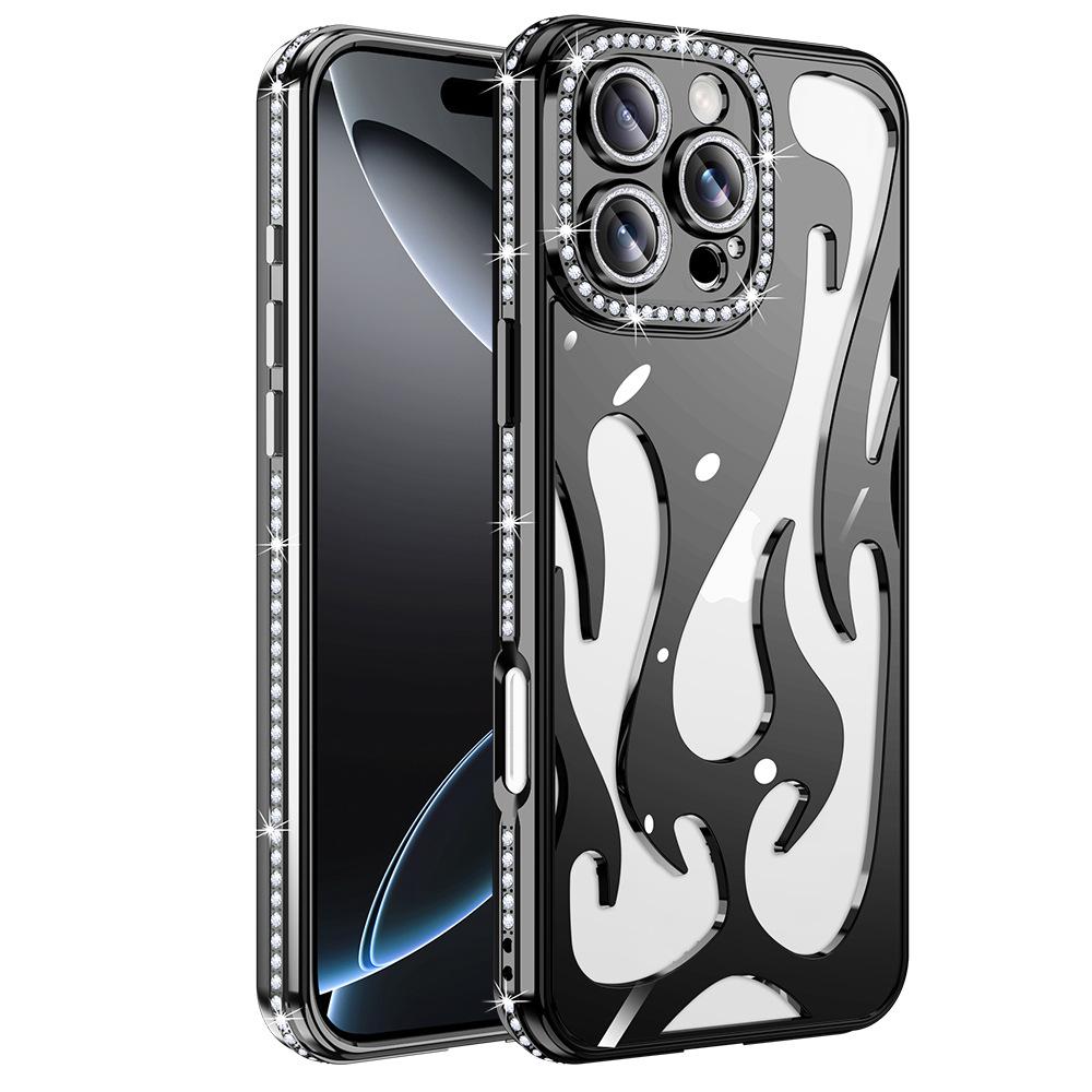 

Flame Hollow Heat Dissipation Case for Apple 16promax Phone Case for IPhone 15 Rhinestone 14 Anti Drop Protective Cover For iPhone11Promax
