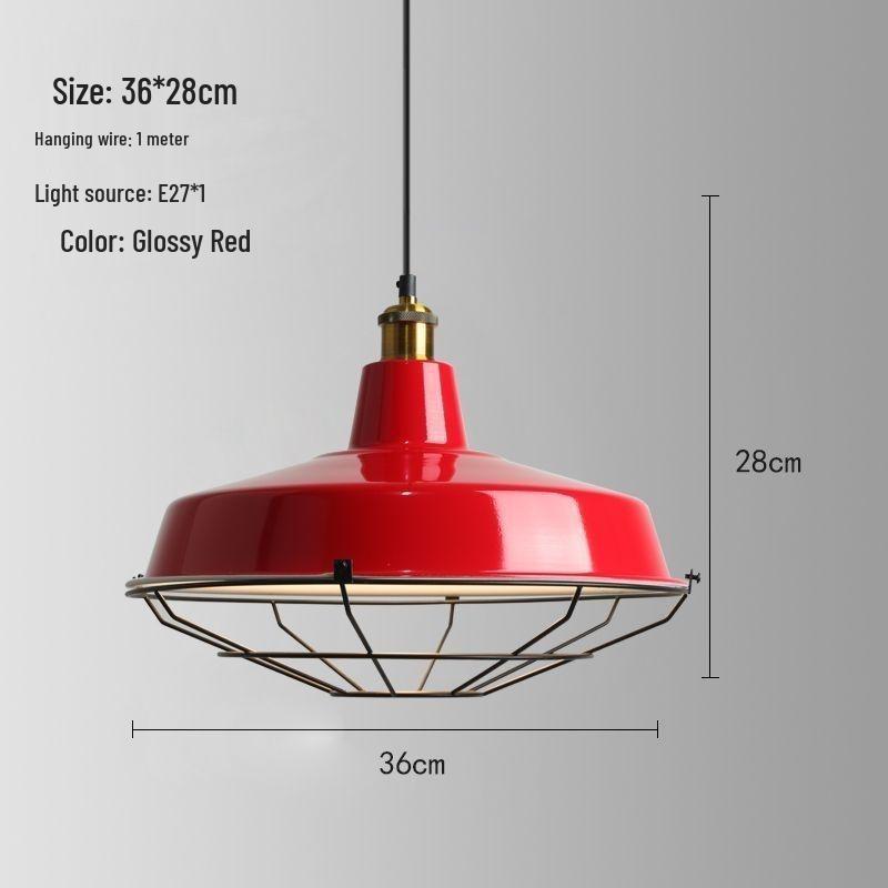 Red Retro Nordic Industrial Chandelier - Ideal for Milk Tea Shops, Bars, Restaurants, and Cafes.