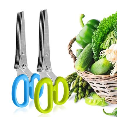 Multi-Layers Kitchen Herb Scissors 5 Blade Scallion Cutter Green Onion Scissors Vegetable Cutter Cutting Knife Kitchen Gadgets