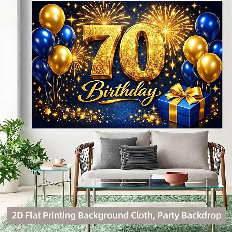1 Stück 2D-Hintergrundstoff, Polyester-Hintergrundstoff für eine 70. Geburtstagsfeier-Szene, Party, Indoor und Outdoor