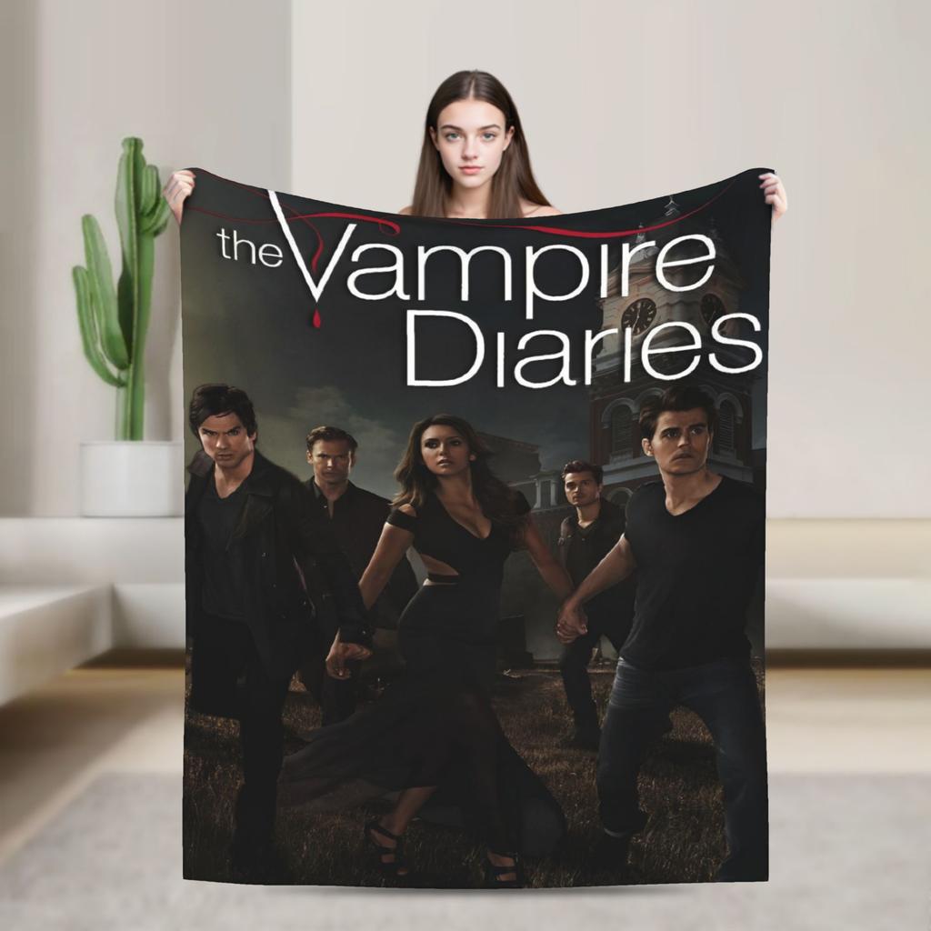 Coperta The Vampire Diaries Flanella Decorazione Dramma Horror Dark fantasy Coperte da Divano per Letto Viaggio Copriletti