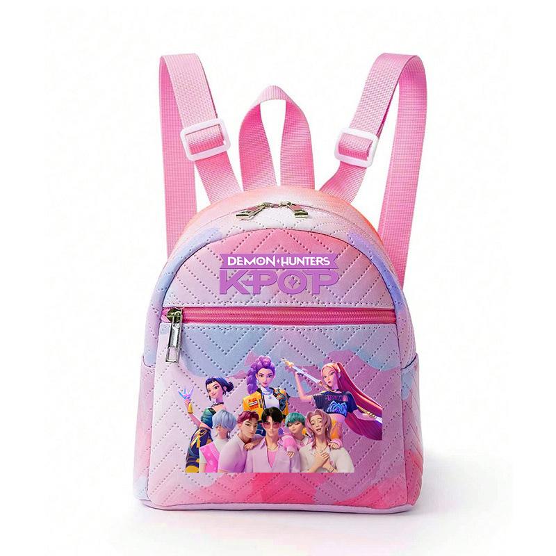 Kpop Synthetic Leather School Backpack for Girls Lightweight Candy Color Campus Bag