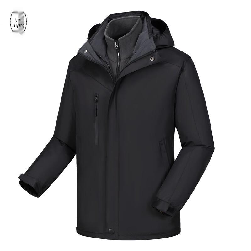 Qian Yiyang Men's 3-in-1 Windproof Waterproof Fleece-Lined Outdoor Jacket