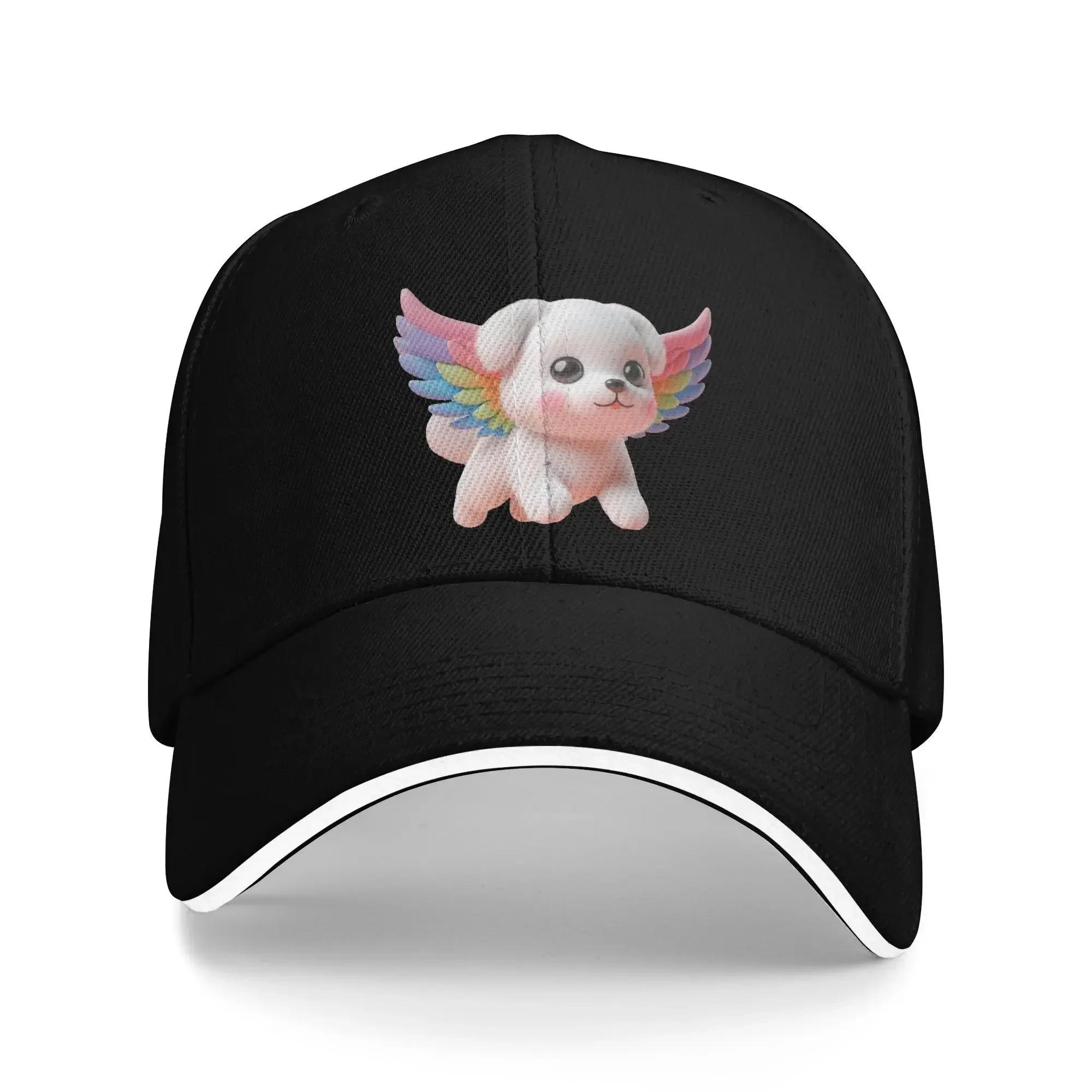 

3D Animals Baseball Cap Dog with Colorful Wings Streetwear Couple Women Hip Hop Hats Sun Design Outdoor Sports Snapback Cap One Size