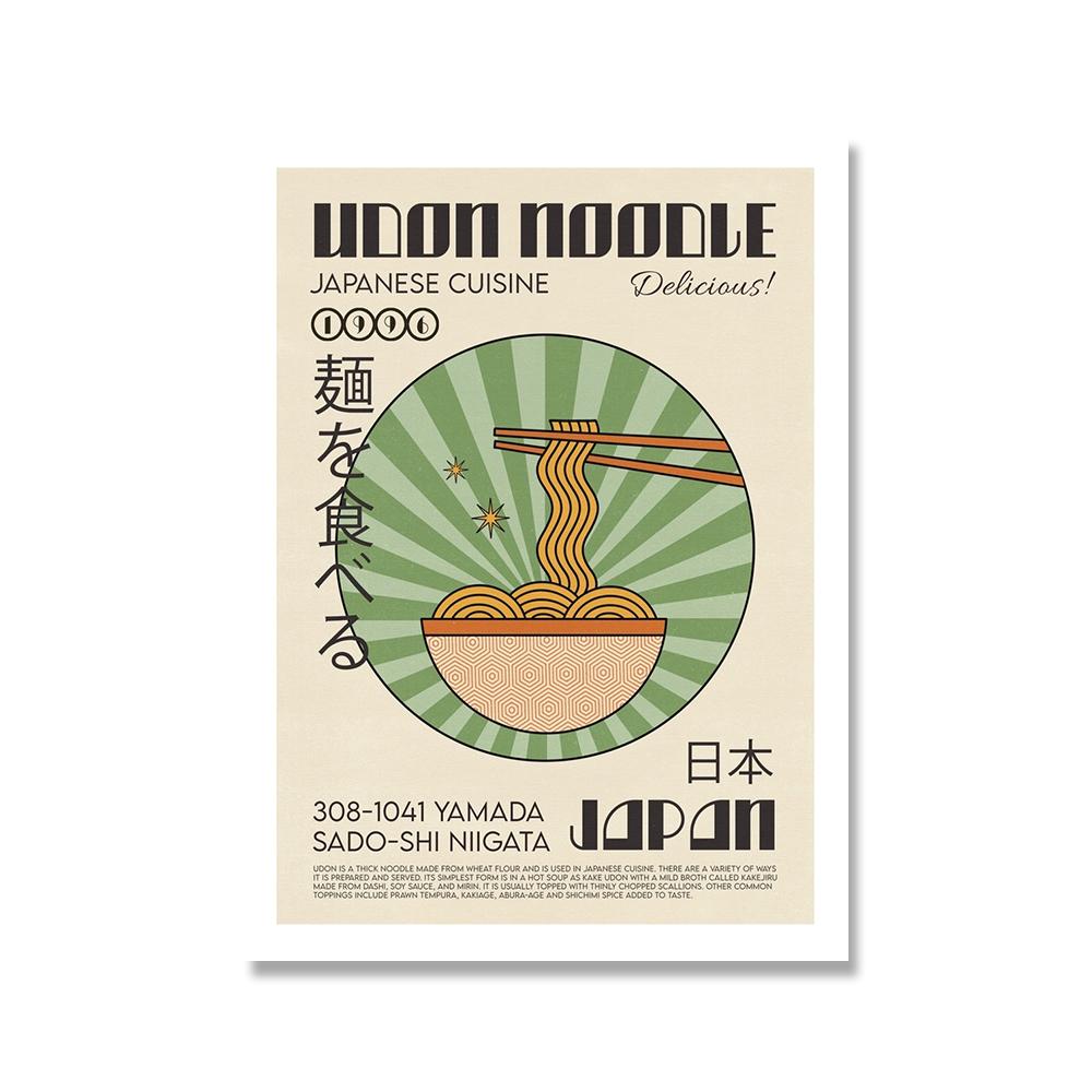 Japanese Korean Foods Wall Art Print Picture Cartoon Cooking Noodle Breakfast Kimchi Sushi Poster Canvas Painting Kitchen Decor