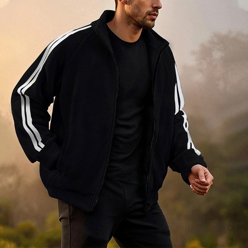 

New Men s Zipper Cardigan Long-sleeved Sweatshirt Trendy Versatile Polar Fleece Top Jacket XXL чорний