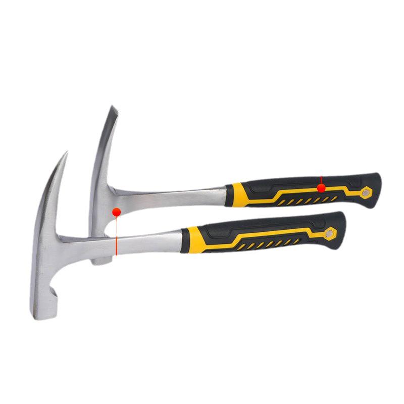 Shockproof Small Western Masonry Pickaxe - Pure Steel Integrated Flat Head, Pointed Ice Axe & Diamond Hammer for Exploration