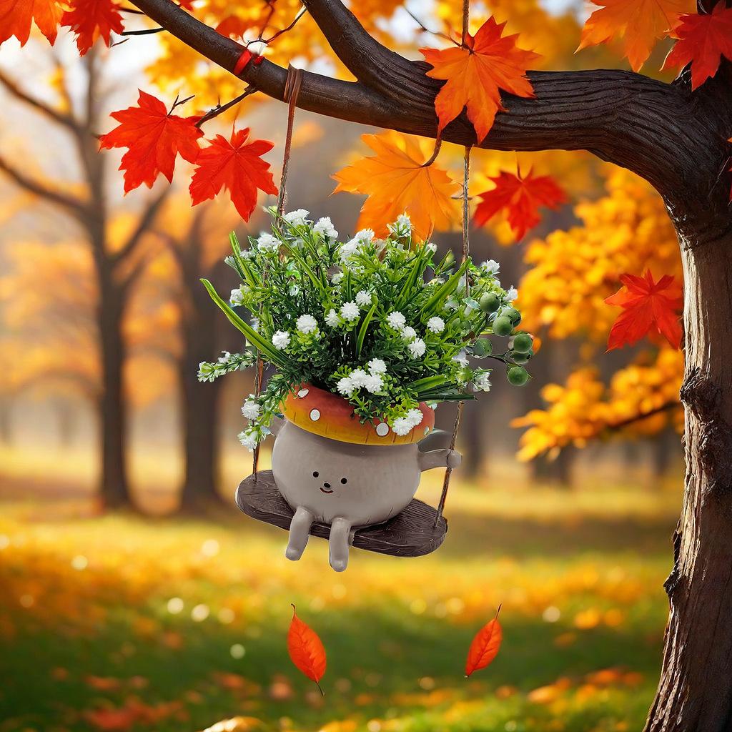 Resin Modern Minimalist Cartoon Pattern Cross-border New-style Cute Succulent Swing Flower Pot Craft Creative Home Decor Planter