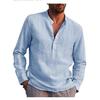 Men's Long Sleeve V-Neck Casual Beach Linen Shirt (2023)