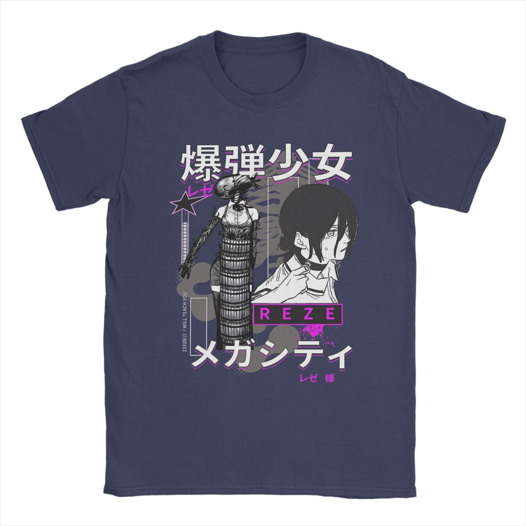 

REZE Chainsaw Man The Girl Anime TShirt Mens Y2K Fun Cotton T Shirts Summer Tees Oversized Clothing 4XL