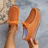 Women's Casual Faux Suede Walking Shoes Round Toe Lace-Up Work Office Driving Moccasins Shoes for Women Non-Slip Comfortable Penny Flat Loafers