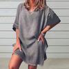 Casual Dress Loose Fit Split Hem Mid-long Sleeves No Shrinkage Casual