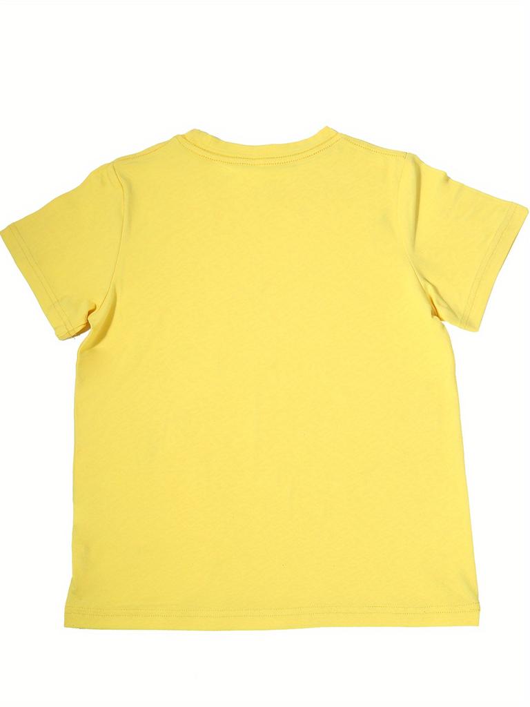European sizes Children Happy Easter Bunny Print Boys' Short-Sleeve T-Shirt 100% Polyester Machine Washable Fun Cartoon Design for Spring/Summer/Fall