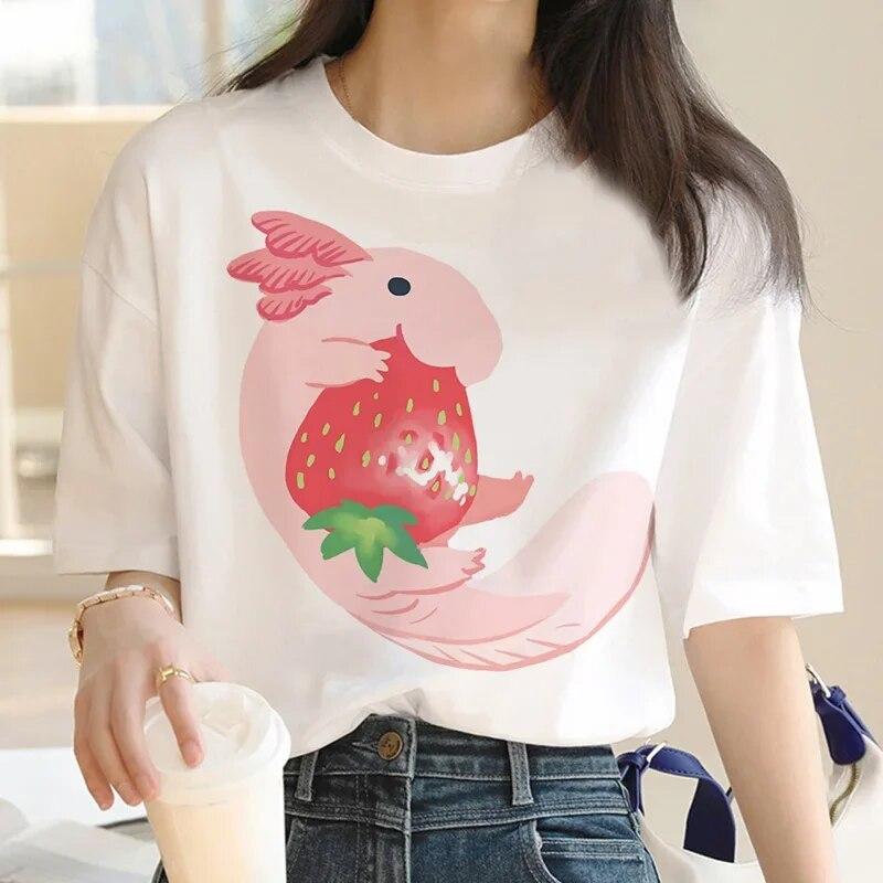 Ajolote Axolotl tricou haine feUnisex kawaii vintage y2k haine imprimeu cuplu haine unisex tricou tumblr estetic