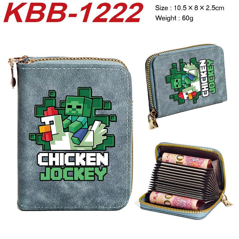 Minecraft Accordion Card Wallet Multi-Slot Zip Coin Purse Durable Large Capacity ID Holder 1pcs