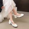 White Mary Jane shoes women's 2025 new spring versatile bow French shallow mouth single shoes college style small leather shoes