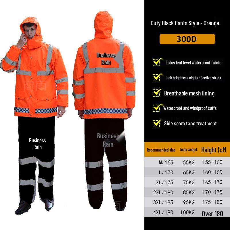 Herren- und Damen-Neongrün Reflektierend Wasserdicht Fahrrad-Regenmantel und Hose Set