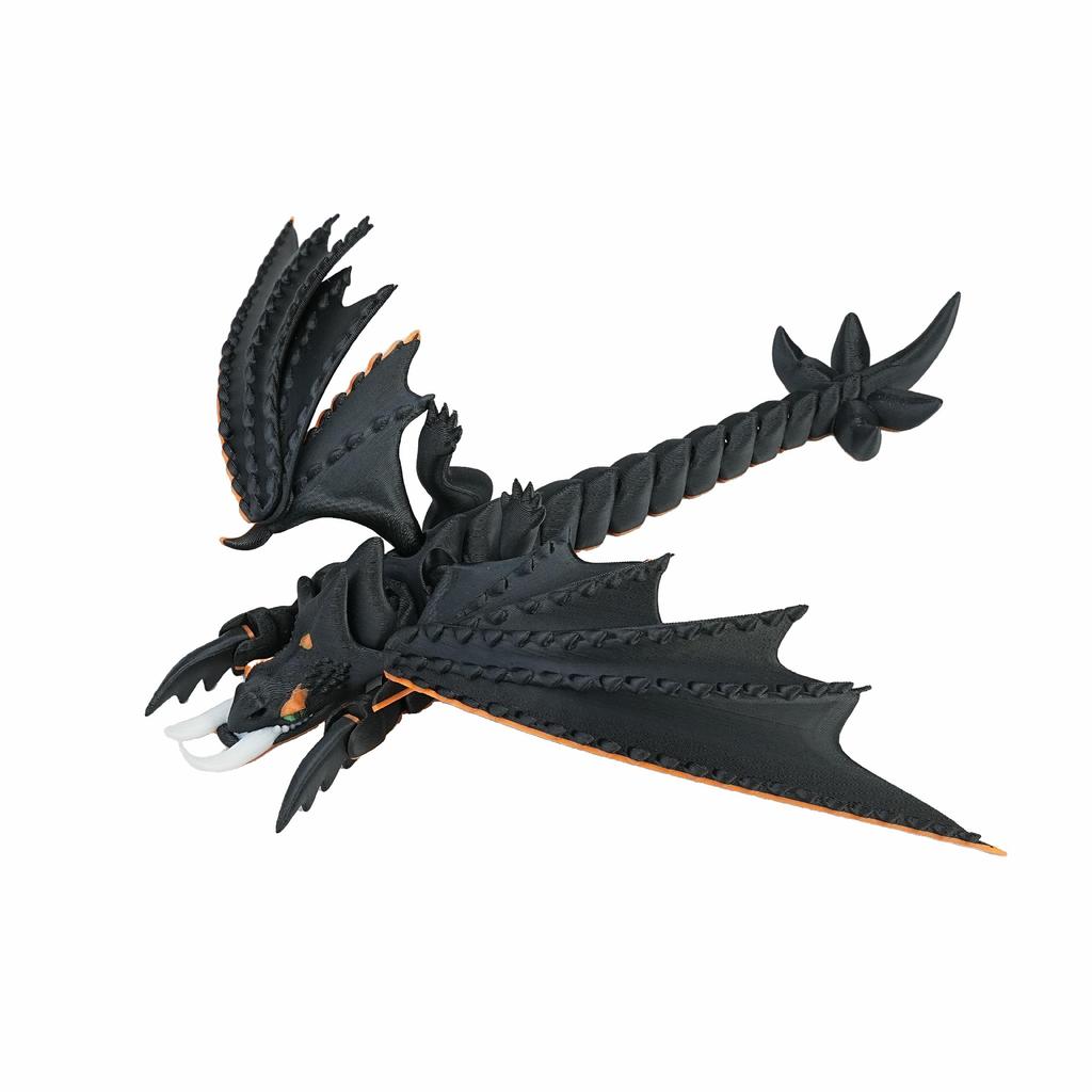 3D Printed Fanged Ghost Dragon Toy Joint Movable Simulation Animal Flying Dragon Model Home Decor Office Ornaments Kids Gift