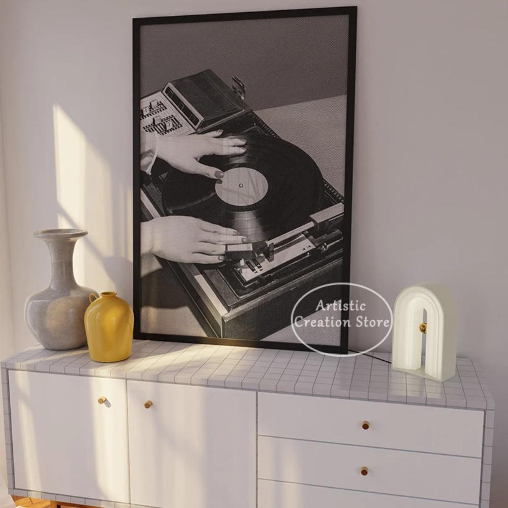 Galerie Musik Kunst Wand Heimdeko Retro Disco Poster Schwarzweiß Leinwandmalerei Party Disco Druck Wandbilder