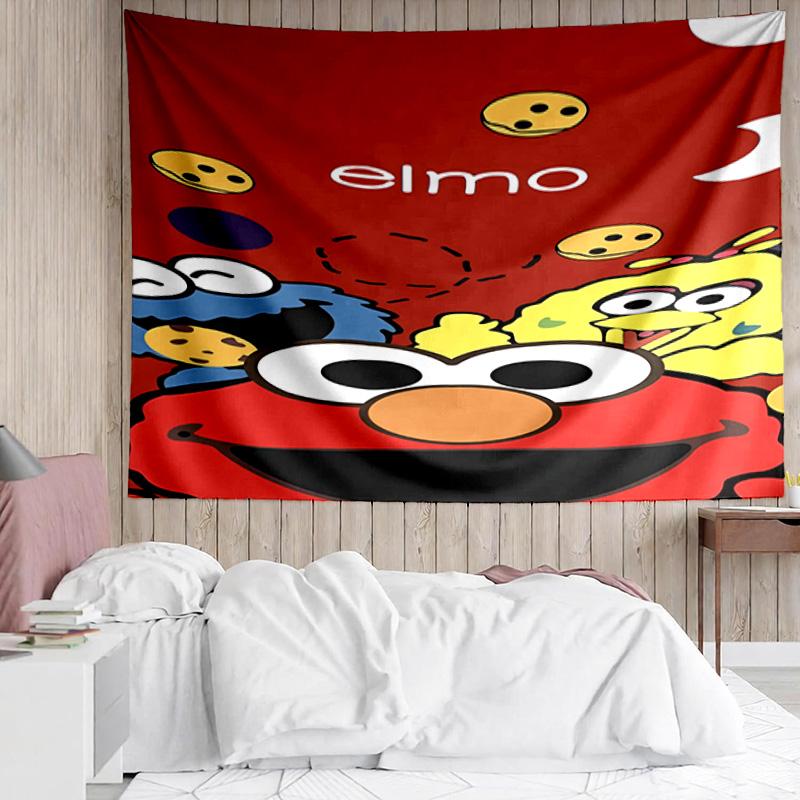 1PC Elmo And Cookie Sesame Friends Tapestry Accessories Playroom Tapestry, for Bedroom,Livingroom, dormitory Room Wall Decor Fan Birthday Gifts