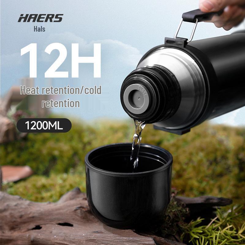 Hals 304 Stainless Steel Thermal Flask - 12h Cold Retention, Large Capacity, Portable Outdoor Travel Water Bottle Thermos
